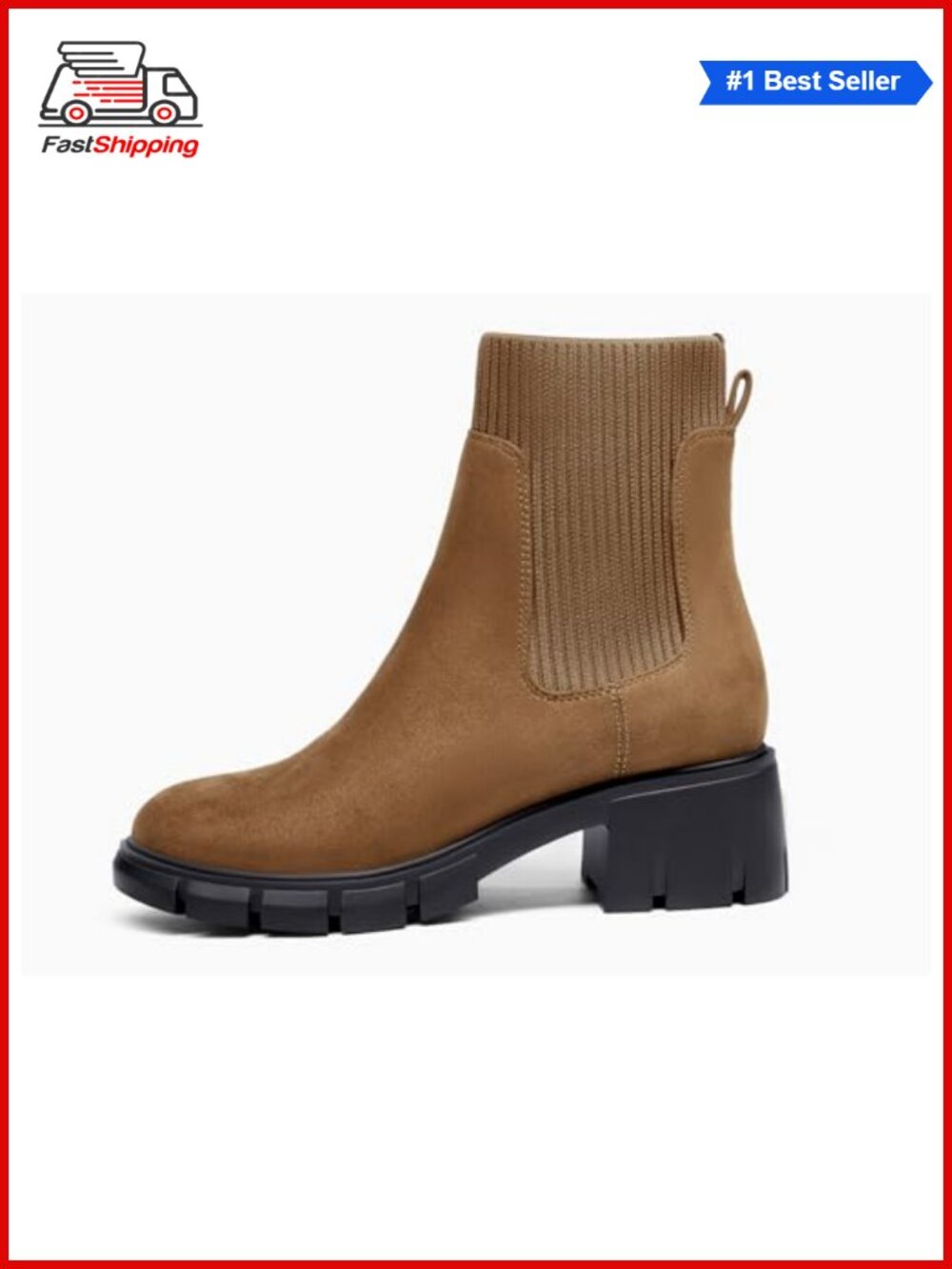 ✨ Ruanyu Platform Chunky Block Heel Chelsea Ankle Booties Lug Sole Combat - Picture 2 of 6